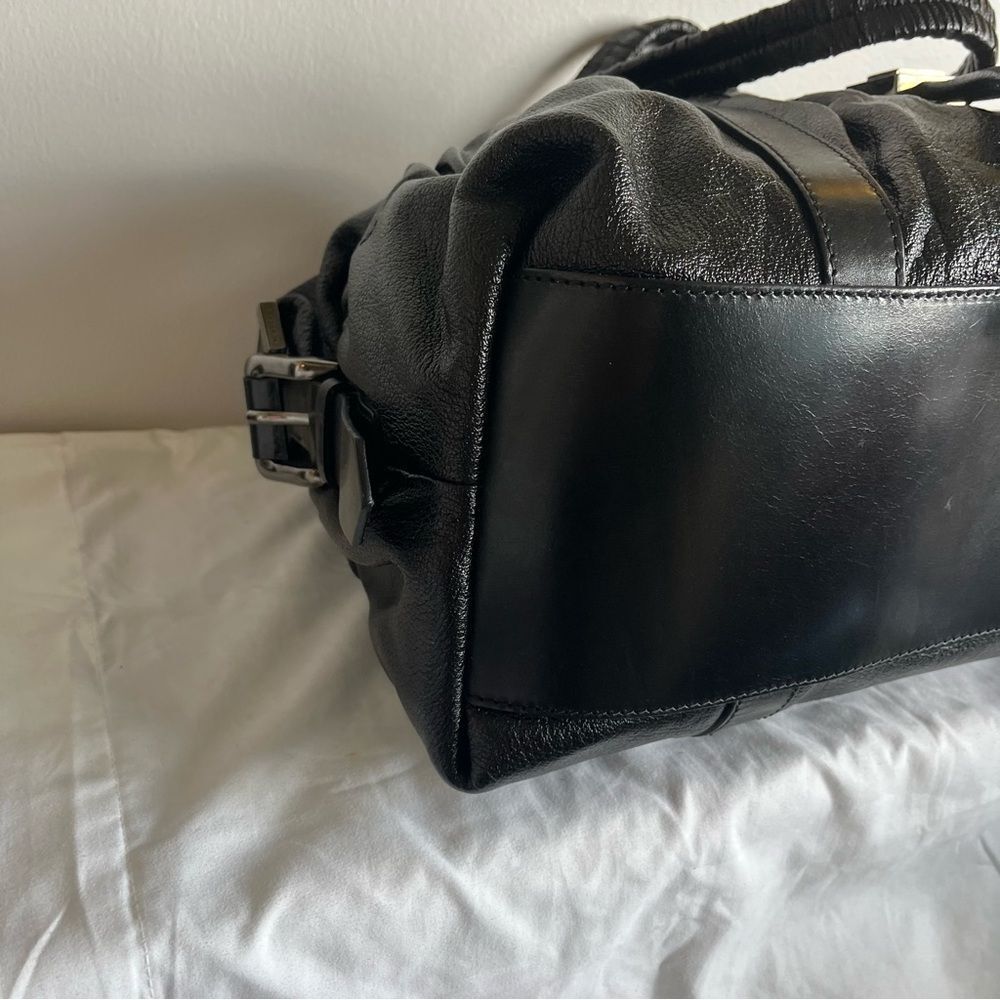 BURBERRY Black XL Calf Leather Hobo Shoulder Bag Haymarket Nova Check Canterbury - Picture 9 of 16